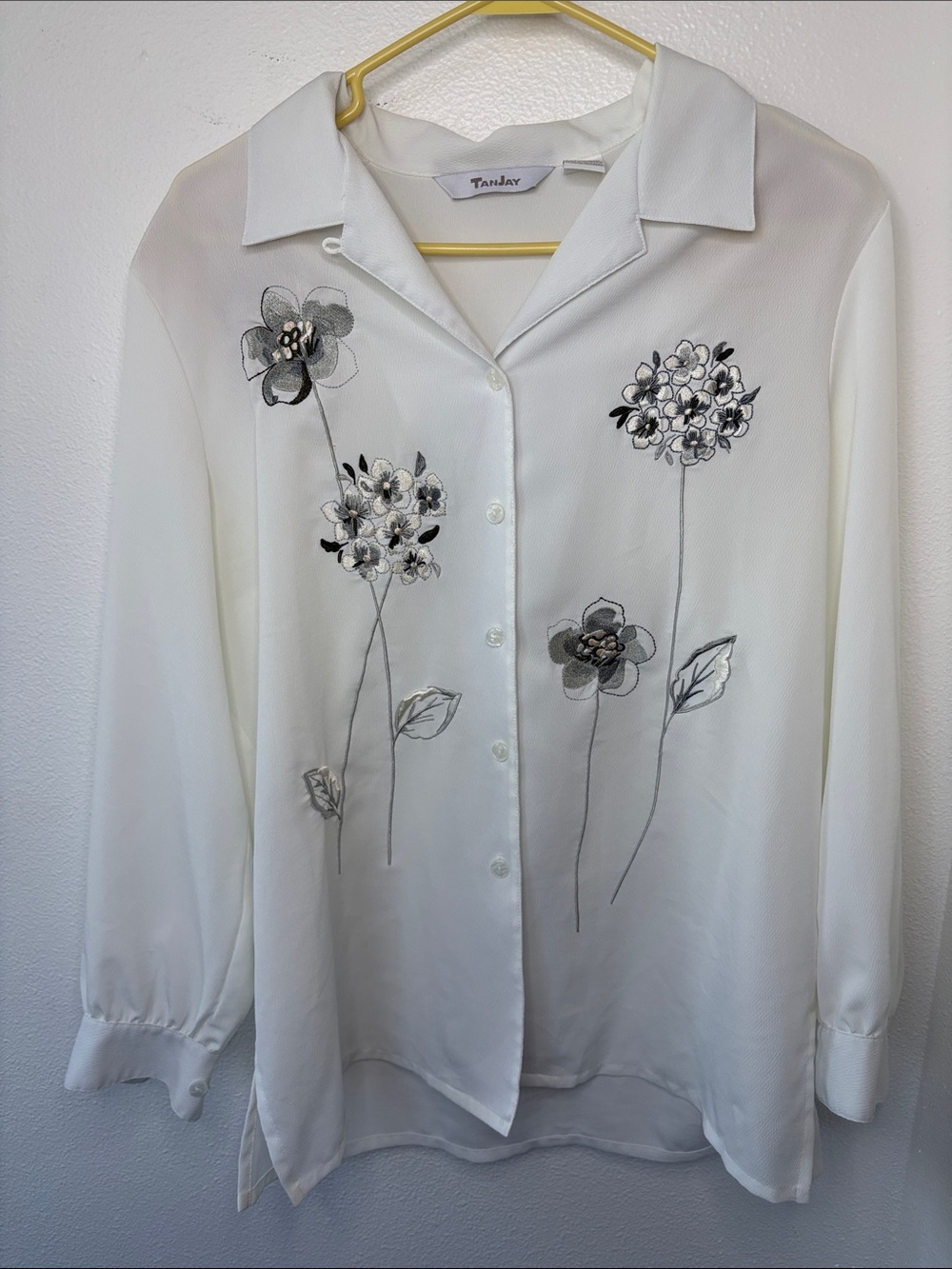 TanJay - 12 - Vintage Button Up with Embroidered Flowers